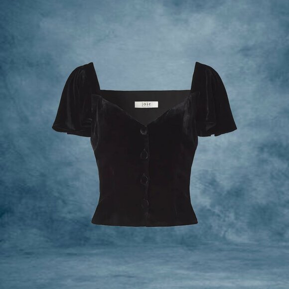 Joie Black Flutter Sleeve Sweetheart Neckline Size 6 - Picture 1 of 5